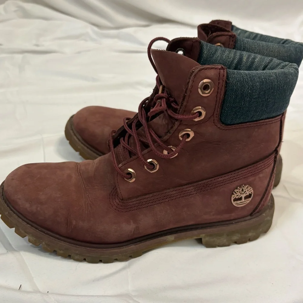 Timberland Premium 6 inch Boots Burgundy Women’s 8 Waterproof Classic Lace-up - Picture 4 of 10